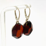 Baltic Cherry Amber Freeform Faceted Earrings AMB298