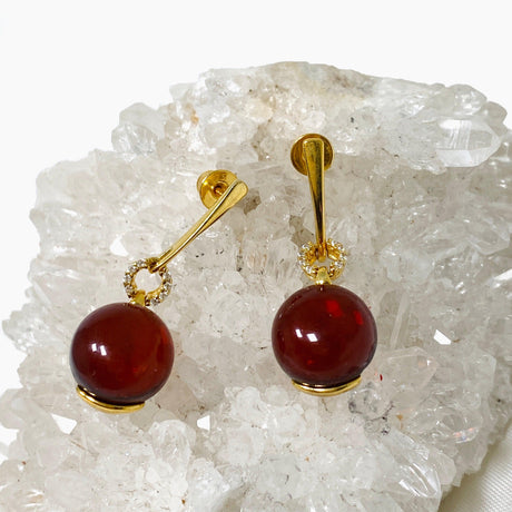 Baltic Cherry Amber Gold Plated Earrings AMB281 - Nature's Magick