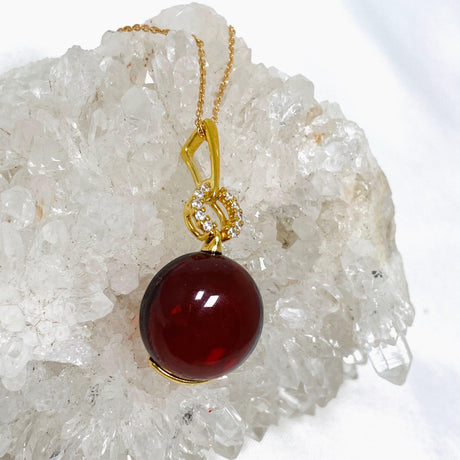 Baltic Cherry Amber Gold Plated Necklace AMB280 - Nature's Magick