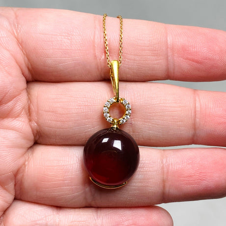 Baltic Cherry Amber Gold Plated Necklace AMB280 - Nature's Magick