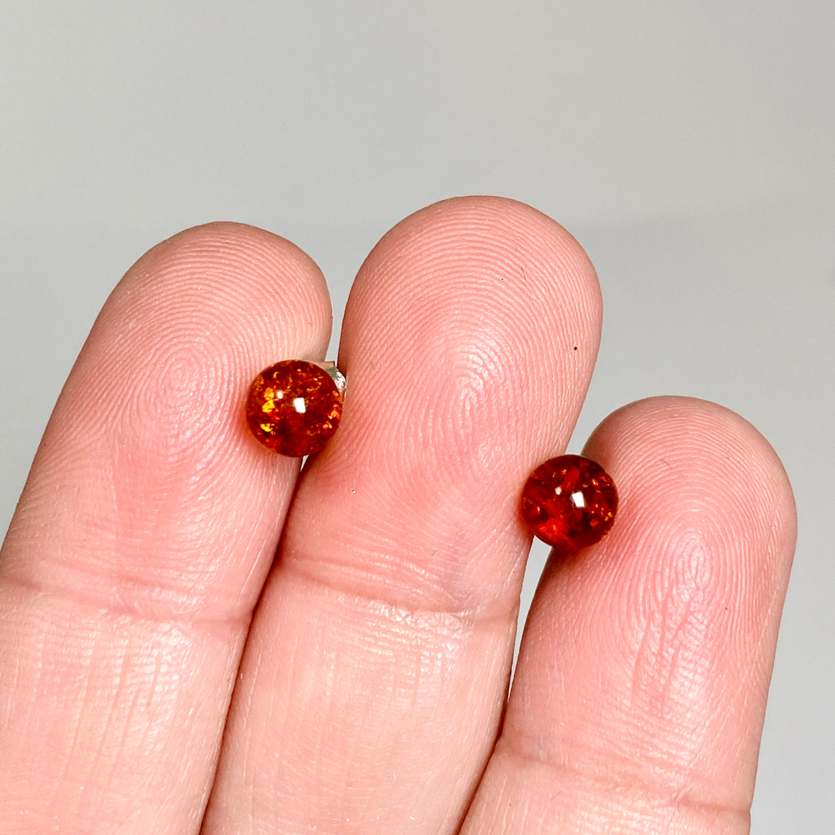 Baltic Cognac Amber Ball Stud Earrings AMB313