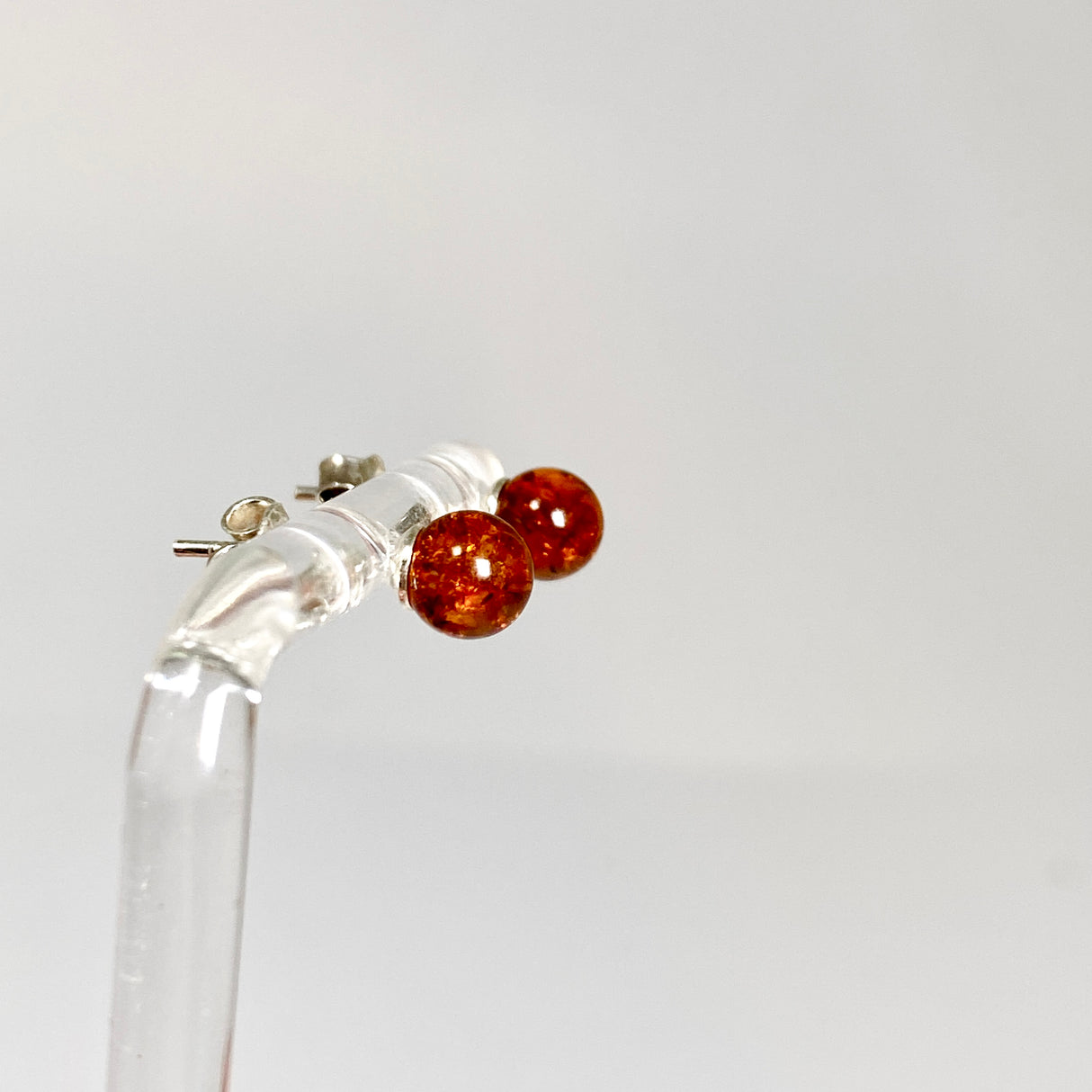 Baltic Cognac Amber Ball Stud Earrings AMB313