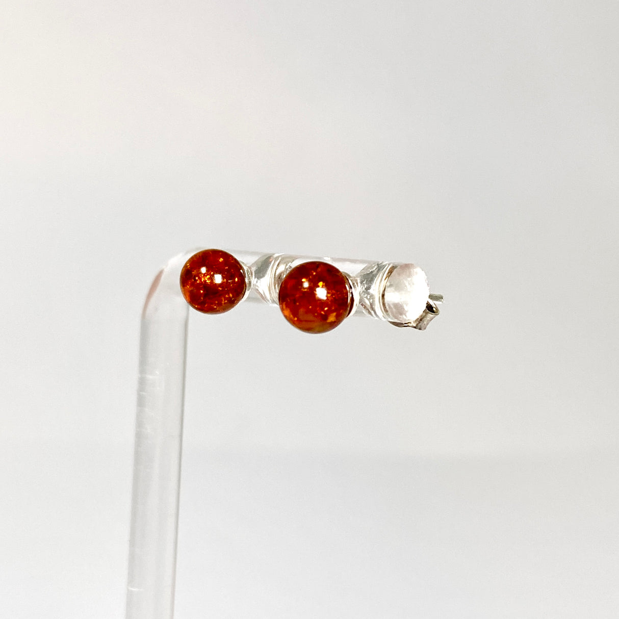 Baltic Cognac Amber Ball Stud Earrings AMB313