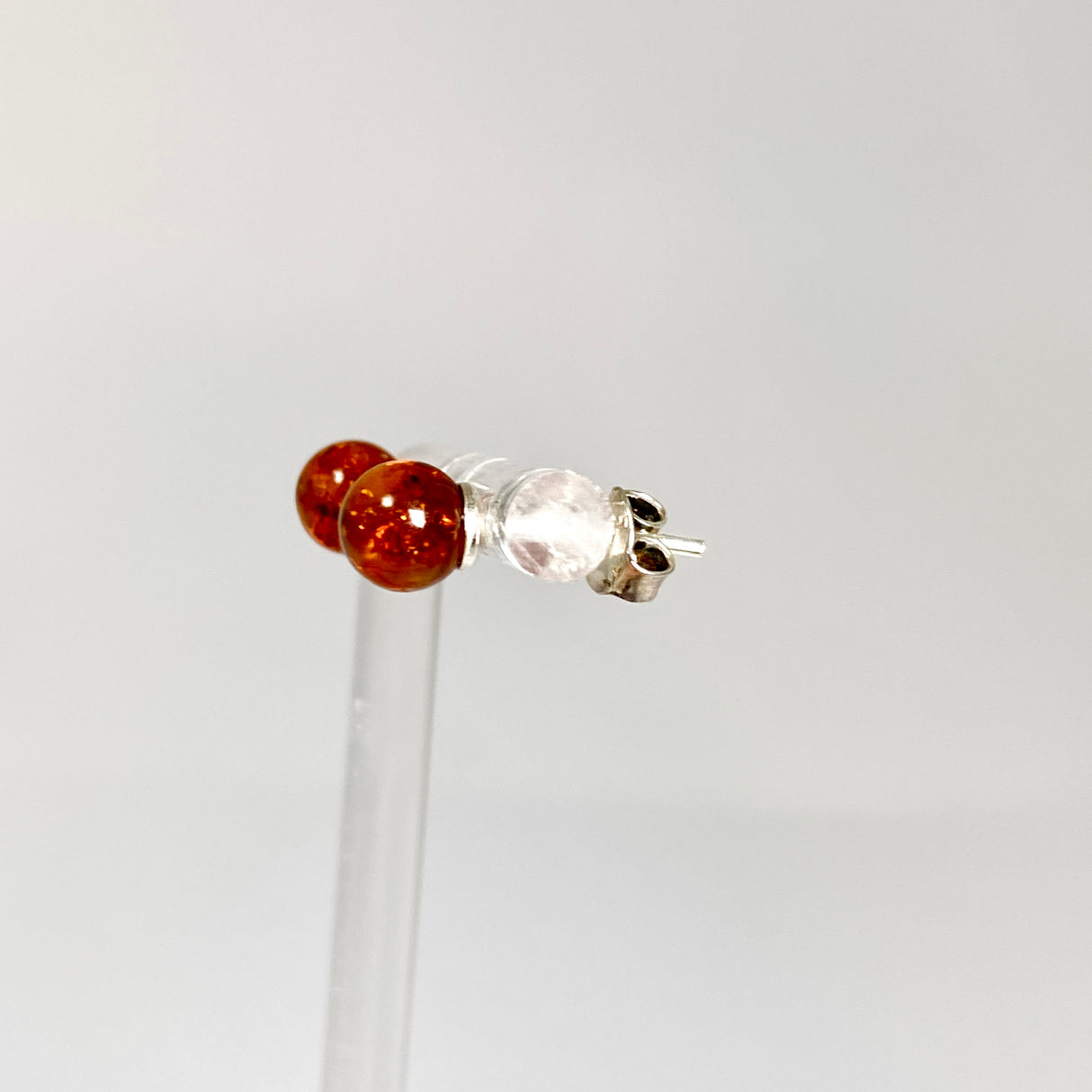 Baltic Cognac Amber Ball Stud Earrings AMB313