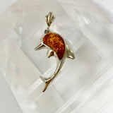Baltic Cognac Amber Cabochon Dolphin Pendant AMB355