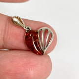 Baltic Cognac Amber Cabochon Heart Pendant AMB352