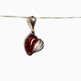 Baltic Cognac Amber Cabochon Heart Pendant AMB352