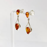 Baltic Cognac Amber Cabochon Multi-stone Drop Stud Earrings AMB317