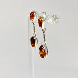 Baltic Cognac Amber Cabochon Multi-stone Drop Stud Earrings AMB317