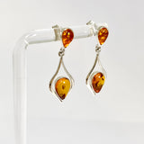 Baltic Cognac Amber Cabochon Multi-stone Drop Stud Earrings AMB317