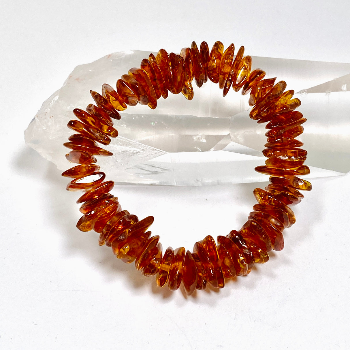 Baltic Cognac Amber Large Chip Beaded Bracelet AMB329