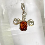 Baltic Cognac Amber Oval Cabochon Bee Pendant AMB347