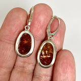 Baltic Cognac Amber Oval Cabochon Drop Earrings AMB318