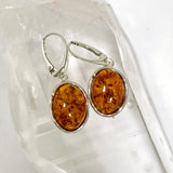 Baltic Cognac Amber Oval Cabochon Drop Earrings AMB319