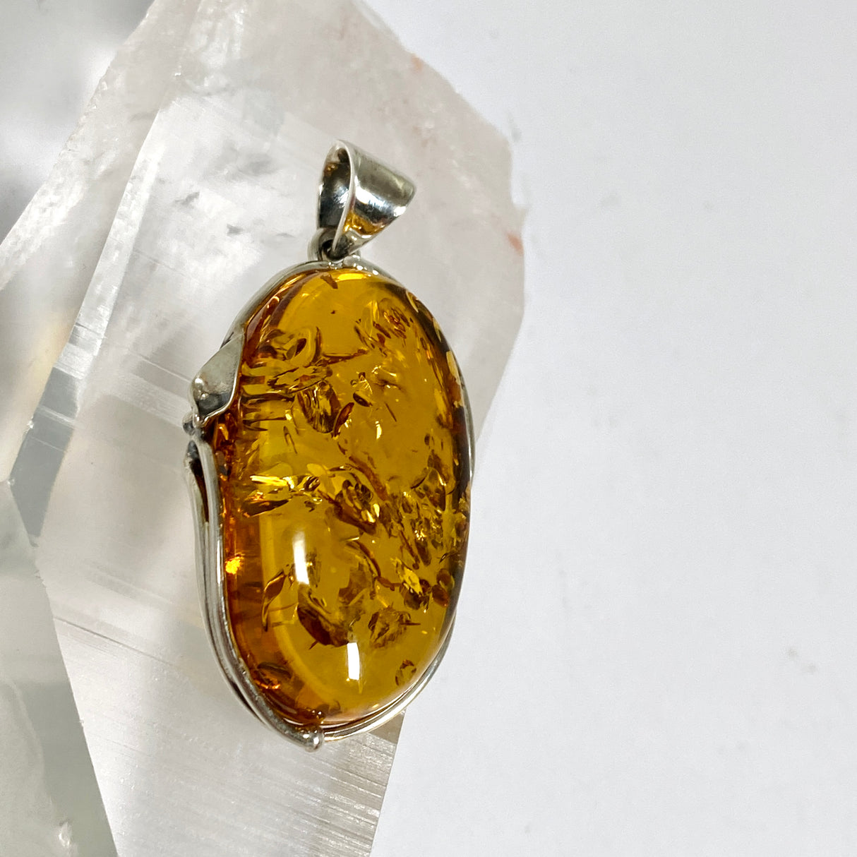 Baltic Cognac Amber Oval Cabochon Pendant AMB343