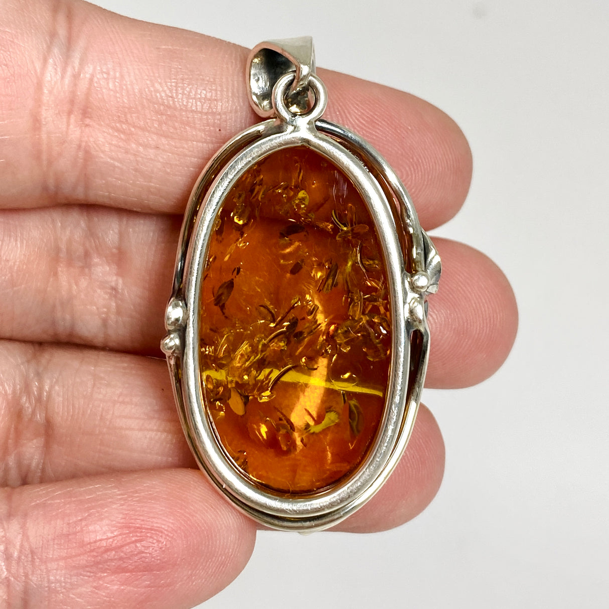 Baltic Cognac Amber Oval Cabochon Pendant AMB343