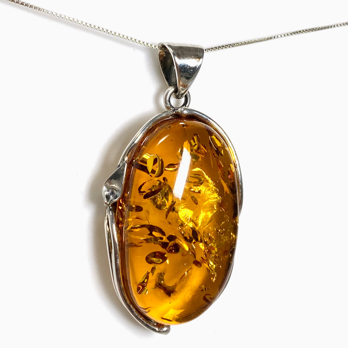 Baltic Cognac Amber Oval Cabochon Pendant AMB343