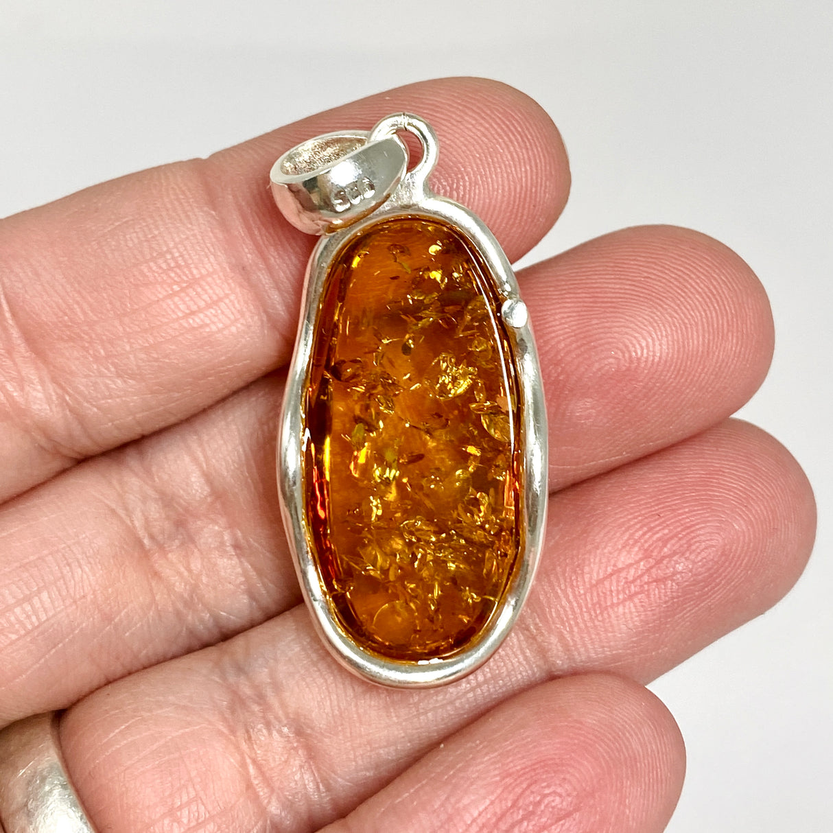 Baltic Cognac Amber Oval Cabochon Pendant AMB344