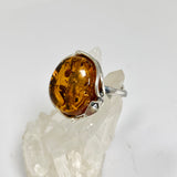Baltic Cognac Amber Oval Cabochon Ring in a Decorative Setting Adjustable AMB326