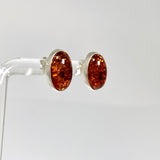 Baltic Cognac Amber Oval Cabochon Stud Earrings AMB314