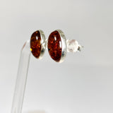 Baltic Cognac Amber Oval Cabochon Stud Earrings AMB314