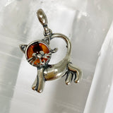 Baltic Cognac Amber Round Cabochon Cat Pendant AMB349