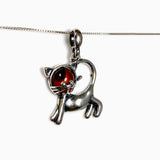 Baltic Cognac Amber Round Cabochon Cat Pendant AMB349