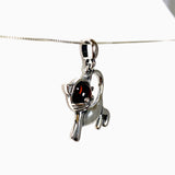 Baltic Cognac Amber Round Cabochon Cat Pendant AMB349