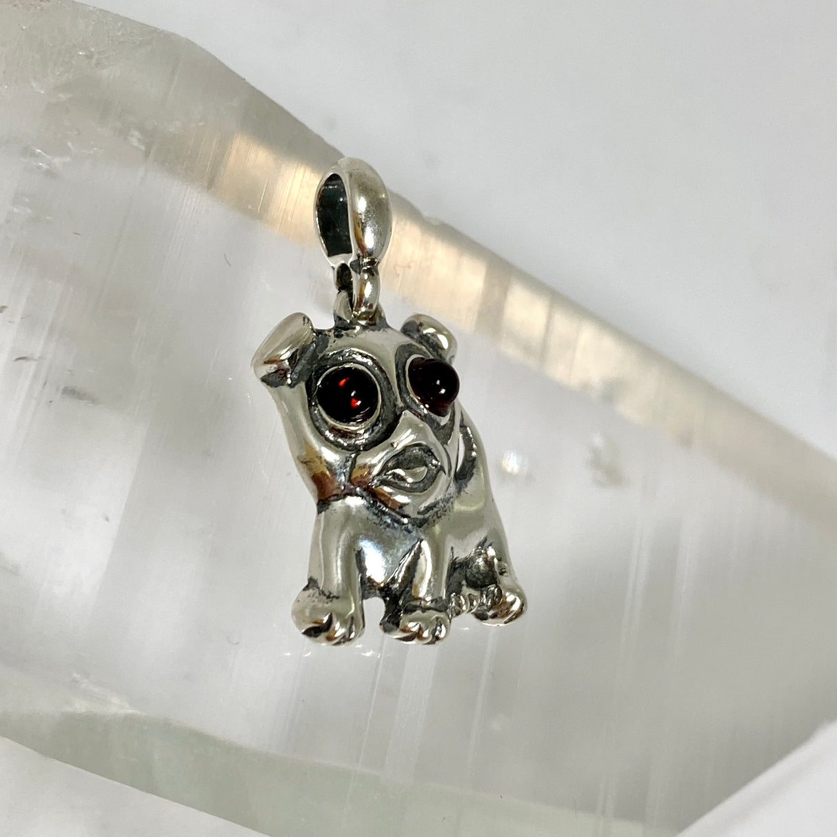 Baltic Cognac Amber Round Cabochon Dog Pendant AMB351