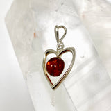 Baltic Cognac Amber Round Cabochon Heart Pendant AMB356