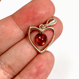 Baltic Cognac Amber Round Cabochon Heart Pendant AMB356