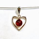 Baltic Cognac Amber Round Cabochon Heart Pendant AMB356