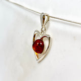 Baltic Cognac Amber Round Cabochon Heart Pendant AMB356