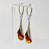 Baltic Cognac Amber Teardrop Cabochon Drop Earrings AMB320