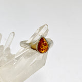 Baltic Cognac Amber Teardrop Cabochon Ring Size 9.75 AMB321