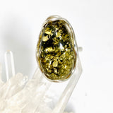 Baltic Green Amber Oval Cabochon Ring in a Decorative Setting Adjustable AMB327