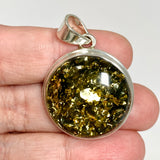 Baltic Green Amber Round Cabochon Pendant AMB361