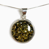 Baltic Green Amber Round Cabochon Pendant AMB361