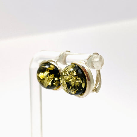 Baltic Green Amber Round Huggie Earrings AMB304