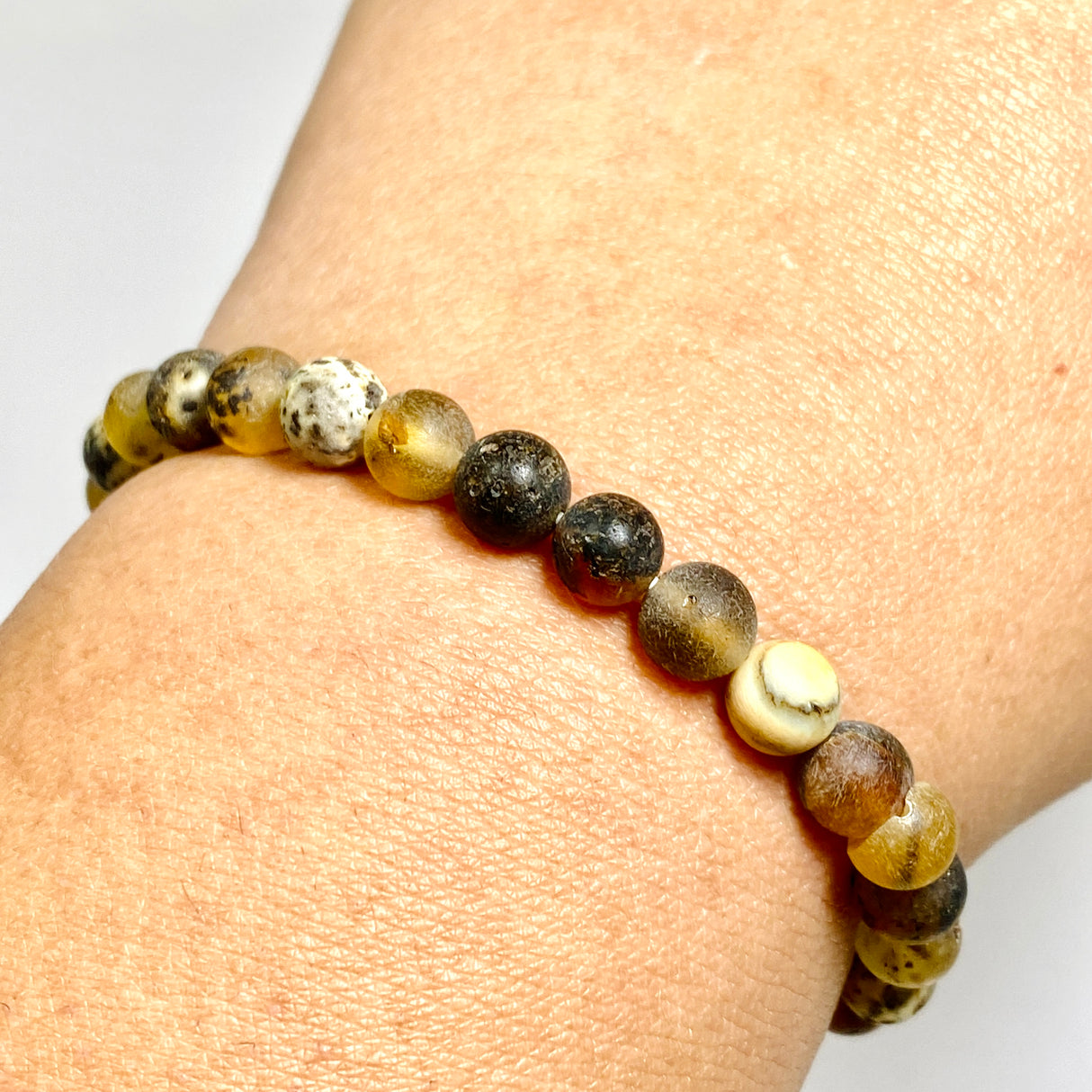 Baltic Natural Amber Matte Round Beaded Bracelet AMB333