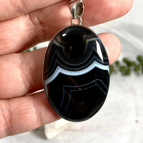 Banded Agate Oval Cabochon Pendant KPGJ1929 - Nature's Magick