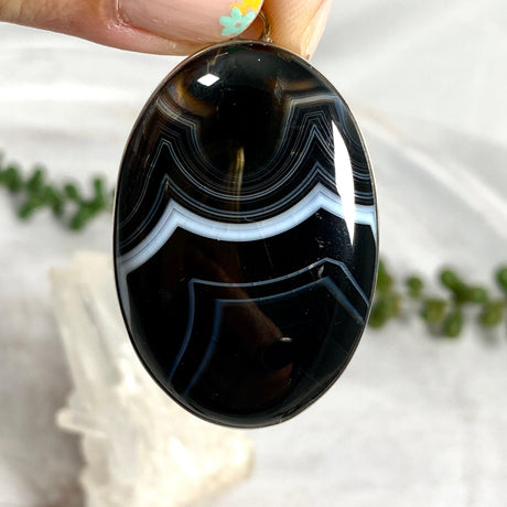 Banded Agate Oval Cabochon Pendant KPGJ1929 - Nature's Magick