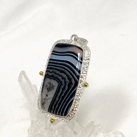 Banded Agate Rectangular Pendant in a Decorative Setting KPGJ4355 - Nature's Magick