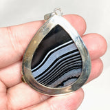 Banded Agate Teardrop Pendant with Brass Accents KPGJ4353 - Nature's Magick