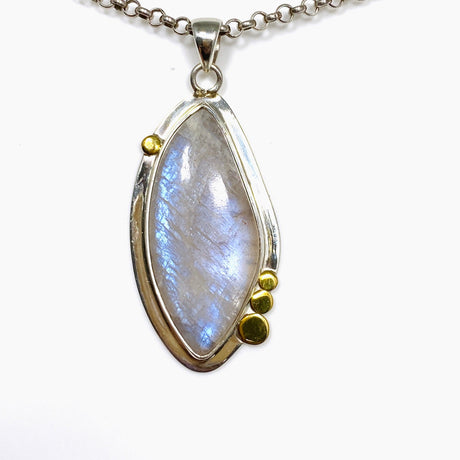 Belomorite (Sunstone with Moonstone "Eclipse" Stone) Freeform Pendant with brass accents KPGJ4235 - Nature's Magick