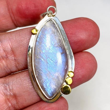 Belomorite (Sunstone with Moonstone "Eclipse" Stone) Freeform Pendant with brass accents KPGJ4235 - Nature's Magick