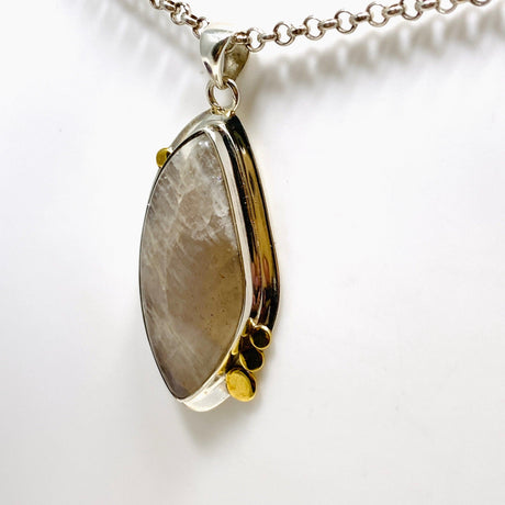 Belomorite (Sunstone with Moonstone "Eclipse" Stone) Freeform Pendant with brass accents KPGJ4235 - Nature's Magick