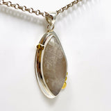 Belomorite (Sunstone with Moonstone "Eclipse" Stone) Freeform Pendant with brass accents KPGJ4235 - Nature's Magick