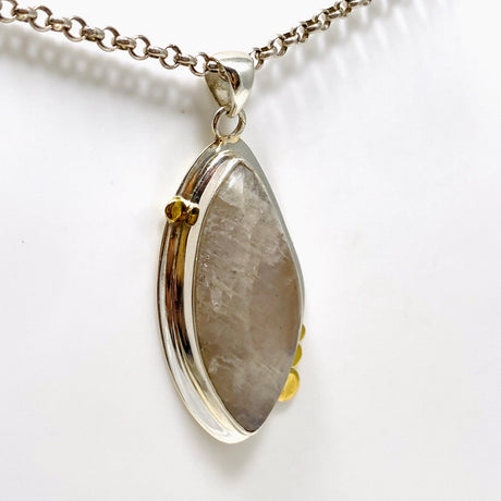 Belomorite (Sunstone with Moonstone "Eclipse" Stone) Freeform Pendant with brass accents KPGJ4235 - Nature's Magick