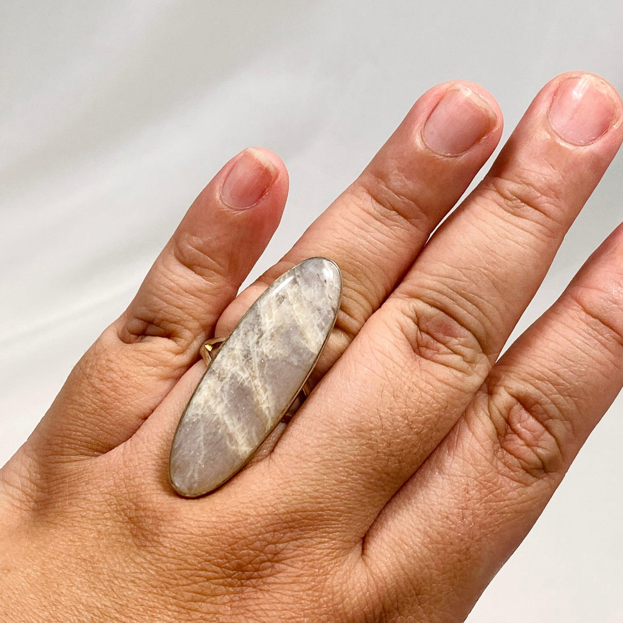 Belomorite (Sunstone with Moonstone "Eclipse" Stone) Oblong Ring Size 11 KRGJ2810 - Nature's Magick